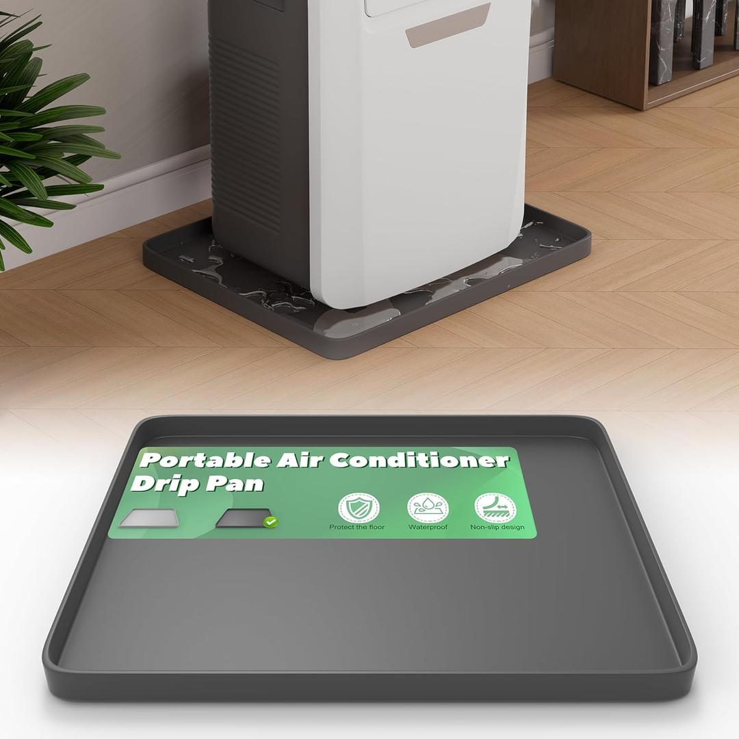 Portable Air Conditioner Drip Pan with Raised Edge, 23.6'' x 19.7'' x 0.75'' Non-Slip AC Drip Pan for 5,000 to 14,000 BTU Portable AC Unit,Catch & Prevent Condensate Leakage,Protect The Floor Portable Air Conditioner Drip Pan with Raised Edge, 23.6'' x 19.7'' x 0.75'' Non-Slip AC Drip Pan for 5,000 to 14,000 BTU Portable AC Unit,Catch & Prevent Condensate Leakage,Protect The Floor