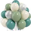 Sage Green and White Balloons, Neutral Dusty Olive Green White Beige Cream Clear Latex Balloon Baby Shower Balloon for Boho Bridal Shower Bachelorette Wedding Woodland Wild One Birthday Party Decor
