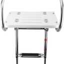NovelBee 2 Step Universal Inboard Swim Fiberglass Platform Fold Down Ladder with Extra Wide Step and Two Handrails,Under Slide Mount Telescopic Boat Ladder with Mounting Hardware
