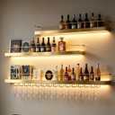 47IN Wall Mounted Wine Rack with LED Lights，Gold, 47IN/120CM