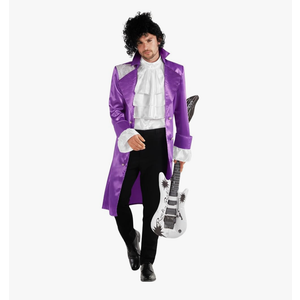Morph Purple Pop Star Costume Men With Jacket And Wig, Musician Costume Adult, Halloween Costumes For Men,L