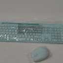 Mouse Keyboard Combo Wireless 2.4GHz Lag-Free Quiet Silent Mouse & Keyboard Set Cordless with Comfortable Round Key, Phone Holder,12 Multimedia&Shortcut for Computer, Laptop Mint Green