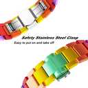 Colorful Band Compatible with Apple Watch Band, Women Men, Ultra Thin Aluminum Metal Band Replacement Strap for Watch, Size: 42mm/44mm/45mm/46mm/49mm, Rainbow