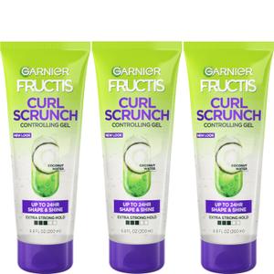 Garnier Fructis Style Curl Scrunch Controlling Gel for Shape & Shine, 6.8 Fl Oz, 3 Count (Packaging May Vary)