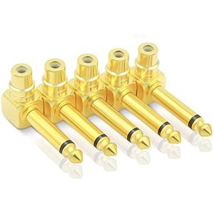 KUYIOHIFI RCA to 1/4" Audio Adapter, 90 Degree 6.35mm Mono Plug Male to RCA Female Connectors (6Pack)