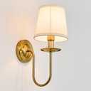 Gold Wall Sconce Gold Vintage Wall Lamp Hardwired Mid-Century Wall Lighting Wall Mount Fixture for Bedside,Bedroom, Living Room, Powder Room,White Fabric Shade