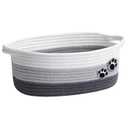 Small Dog Toy Basket, Cute Woven Baskets for Shelves, Decorative Rope Storage Baskets for Nursery, Baby Gift Basket for Diapers, 12 x 8 x 5 inches (Grey)
