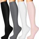 Iseasoo 4 Pairs Compression Socks for Women Circulation-Best Support for Nurses, Running, Athletic, Travel, L-XL