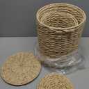 Lounsweer Set of 2 Wicker Trash Cans with Lid - 4 Gallon and 2 Gallon Natural Water Hyacinth Waste Baskets, Handwoven with Iron Frame, Keeps Pets out for Boho Farmhouse Bathroom Bedroom Office Kitchen