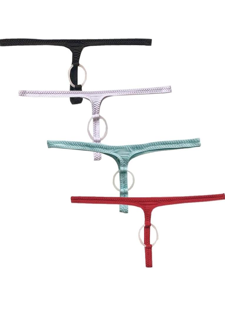 Men's Sexy Open Hole Thong Elastic Low Rise Bikini Briefs Size M Pack of 4