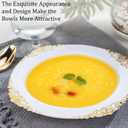 Nervure 50 Pack White Plastic Bowls with Gold Rim - 12oz Disposable Soup Bowls - Heavy Duty Dessert Bowl, Salad Bowl Perfect for Weddings, Parties, Mothers Day