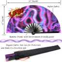 Zolee Large Rave Clack Fan for Line Dancing - Boots on The Ground Popping Folding Hand Fan - for EDM, Music Festival, Hot Flashes, Event, Party, Dance, Decorations, Gift (Psychedelic)