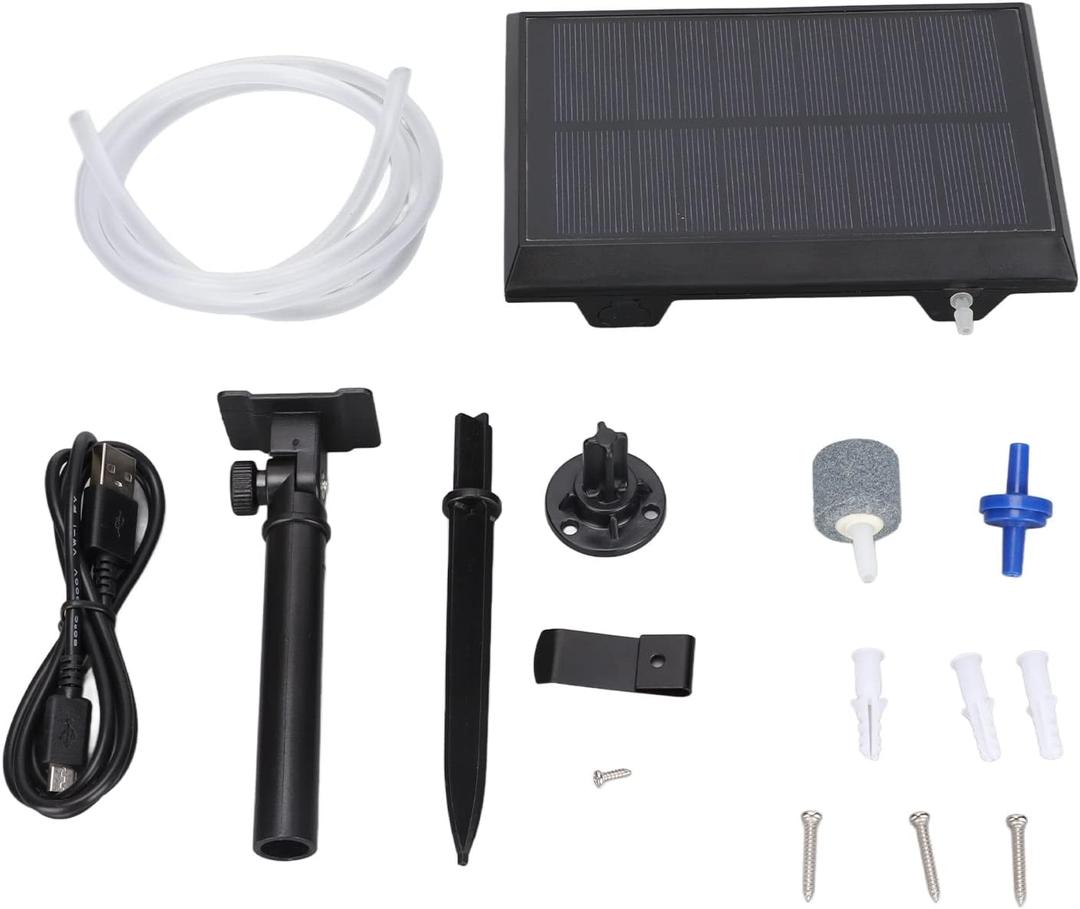 Portable Solar Oxygen Pump 5V 1A Pond Aerator with 2 Oxygenation Modes, Multifunctional Fish Oxygenator for Emergency Oxygen Production Fish Farming