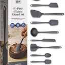 GIR: Get It Right 10 Piece Silicone Essentials Kitchen utensils set - Ladle, Spatula, Flip, Spoon & Spoonula - Non toxic cooking utensils for Nonstick Cookware, Cooking and Baking - Charcoal