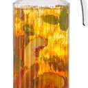 JoyJolt 60oz Glass Pitcher with Lid (2 Lids) - Beverage Serveware and Storage Container for Cold Drinks and Liquids. Juice Container, Water Jug, Fridge Pitcher for Iced Tea or Milk