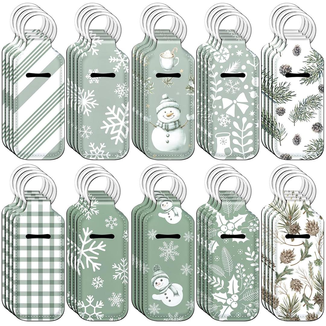 Ctosree 40 Pcs Christmas Theme Lipstick Holder with Portable Clip on Lip Gloss Sleeve Pouch Lipstick Holder Pocket Lip Balm for Xmas Employee Gifts Coworker Nurse Teachers(Snowman)