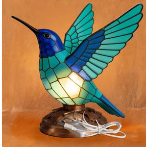 Handmade Stained Glass Bird Night Light - Hummingbird Lamp Design | Plug-in Desk & Bedside Lamp for Home Decor, Festival Gift (Hummingbird(USB))