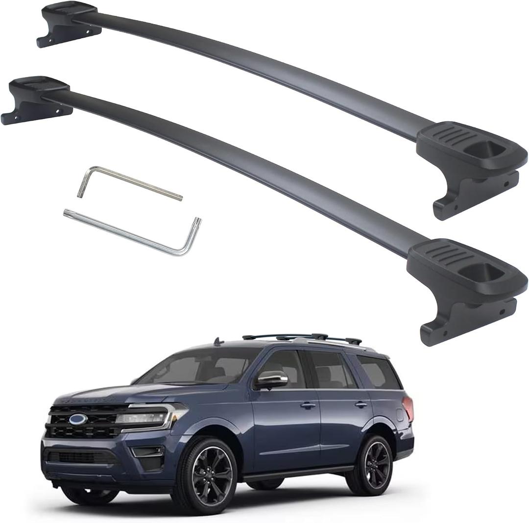 Heavy Duty 300lb Loading Weight Roof Rack Crossbars, Compatible with Ford Expedition/Max 2018-2026 & Lincoln Navigator 2018-2024, Anti-Corrosion,Full Aluminum Black Matte Finishing