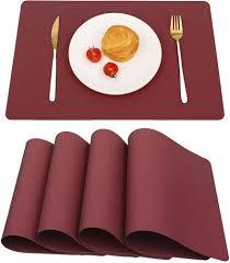 MIJOTEX 11.8" x 17.7" PVC Leather Heat Resistant Placemats Set of 4 Waterproof Oilproof Wipeable Dining PU Place Mat Easy Clean Table Mats for Kitchen/Dining/Party/Restaurant 