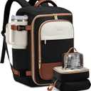 LOVEVOOK 50L Travel Backpack for Women, TSA Approved Carry On Backpack with 3 Packing Cubes, Personal Item Bag Fits 17" Laptop, Water-resistant Carry On Bag for Airplanes (XLarge-4PCS, Black & Brown)