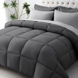JOLLYVOGUE California King Comforter Set, Ultra-Soft Bed in a Bag Cal King Size 7 Pieces, Oeko-TEX Certified Bedding Set With Down Alternative Comforter, Sheets, Pillowcases & Shams, Dark & Light Grey