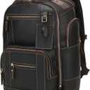 LANNSYNE Vintage Genuine Leather Backpack for men, 15.6" Laptop Backpack Travel Camping 24L Rucksack