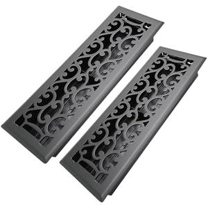 Howeall 4x14 Inches 2 Pack Heavy Duty Walkable Floor Register - Easy Adjust Air Supply Lever Decorative Floor Vent Covers, Savannah Design Vent Covers for Home - Matte Black