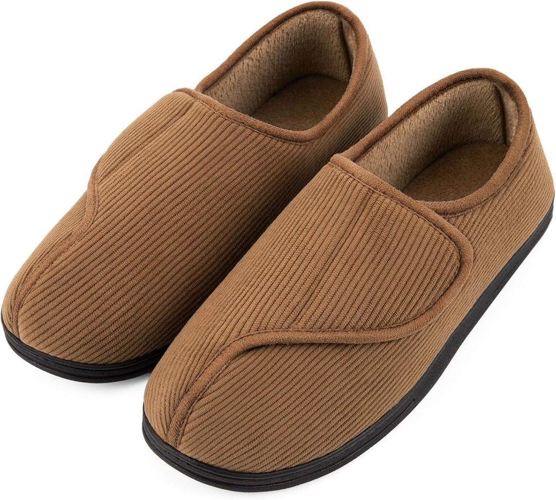 LongBay Men's Memory Foam Diabetic Slippers Comfy Warm Plush Fleece Arthritis Edema Swollen House Shoes