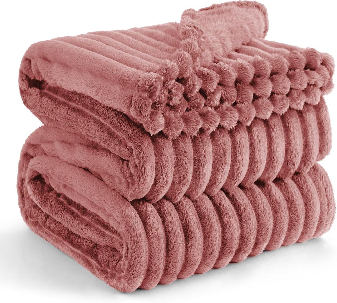 Bedsure Brick Dust Fleece King Blanket for Couch - GentleSoft Cozy Soft Blankets for Women, Cute Small Throws for Girls, 108x90 Inches