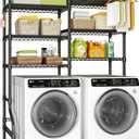 Ulif U13 Medium Over Washer and Dryer Storage Shelves, 6 Tiers Laundry Room Standing Shelf with 2 Hanger Rods, Space Saver Clothes Drying Rack, 57.8" W x 22" D x 77.4" H, Black