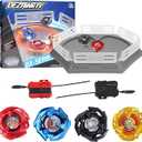 DEZAWRTY Gyro X Stadium Battling Set, 4 Spinning Tops, 2 Launchers and Arena with X Acceleration Rail, Boys Toys Kids Birthday Gift Ideals, 6+ Years Old (Grey)