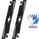 742P05177A-X Mulching Mower Blades Compatible With Cub Cad et 42" Decks XT1-LT42 XT2-LT42, 490-110-C202 lawn Mower Blade Fit for Crafts man T2200, Replace 742-05177A-X 490-110-Y202, 2 Pack With Gloves