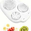 3-In-1egg Slicer For Hard Boiled Eggs,Stainless Heavy Duty Steel Egg Slicer Kitchen Gadget, Fit Strawberry,Apple,Banana,Cherry,Tomato,White