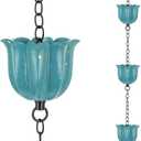 8.2ft Rain Chains for Outside, 10-Cup Lotus Rain Chain Replacement Downspout for Gutters, Eaves, Drainage, Adjustable Length(Light Blue)