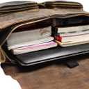 MaheTri Distressed Hunter Buffalo Leather Laptop Messenger Bag Office Briefcase Crossbody Travel Bag Office Bag 18"