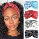 Boho Bandana Headband For Women Wide Headbands Paisley Criss Cross Turban Head Wraps Non Slip Hair Scarf Head Bands Cute Hairband Fashion Hair Accessories For Girls Teens 4 Pack