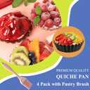 4 Pack Deep Tart Pans with Removable Bottom, 4-Inch Nonstick Quiche Pan with Silicone Basting Pastry Brush for Baking Treats, Pie, Quiches, Tartlets
