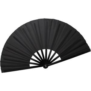 QIRMIZI Large Folding Hand Rave Fan - Nylon Cloth Fans-Vintage Retro Fans for Chinese Japanese Kung Fu, Tai Chi, Dance, Music Festivals, Parties, and Decorations,Black QIRMIZI Large Folding Hand Rave Fan - Nylon Cloth Fans-Vintage Retro Fans for Chinese Japanese Kung Fu, Tai Chi, Dance, Music Festivals, Parties, and Decorations,Black