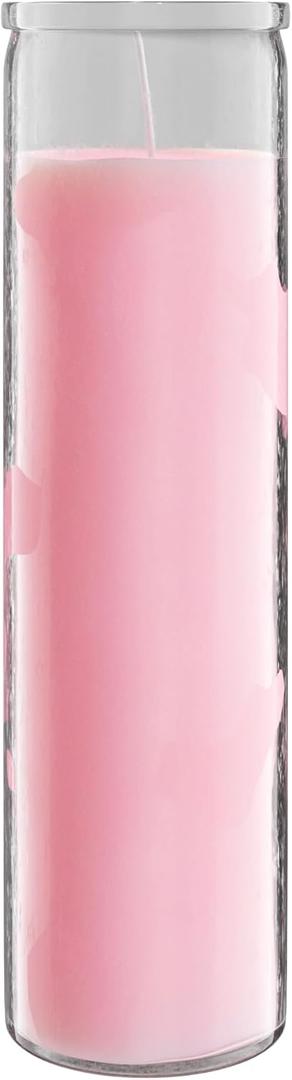 Simply Soson 2x8 inch Pink Devotional Scented Candles in Glass Jar - Peony & Rose - 1 Piece - 90 Hours  Prayer Candle - Tall Pillar Candles for Religious, Memorials, Party Decor