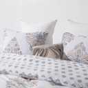 SLEEPBELLA Comforter King Size, 600 Thread Count Cotton Yellow & Blue Damask with Taupe Brown Reversible Pattern White Comforter Sets,Down Alternative Bedding Set 3Pcs (King, White Damask)