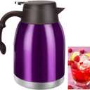 54oz Stainless Steel Thermal Coffee Carafe Dispenser, Unbreakable Double Wall Vacuum Flask 1.6L Water Tea Pot Beverage Pitcher for Hot Coffee for Christmas Carafe (Purple)