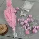 Tabletop Christmas Tree, Pink Feathers Christmas Tree, 17.7in Mini Christmas Tree with Lights, Artificial Pink Tree for Holiday Christmas Home (Artificial Pine Tree)