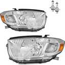 Headlights Assembly for 2008-2010 Toyota Highlander, Sport Utility Headlamp Replacement Chrome Housing Driver & Passenger Side (Chrome | With High & Low Beam Bulbs)