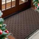 Mibao Front Door Mat Indoor Outdoor Entrance, Dirt Trapping Waterproof All-Season, All-Weather Doormat, Non-Slip Durable Natural Rubber Low Profile Easy Clean Patio Entrance Mat, 47" x 31.5", Coffee (2'8" x 3'11" (Rectangular))