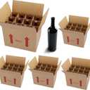 4 Sets Wine Bottle Moving Boxes, 16 x 12 x 12 Inch Moving Boxes with Divider Kits, Wine Shipping Box with Reinforced Cardboard & Handles, Glassware Packing Kits with Corrugate Dividers