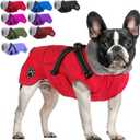 Doglay Dog Jacket Waterproof Dog Coat with Harness Built in, Christmas Puppy Winter Coat Reflective Turtleneck Puffer Snow Jackets for Small Medium Large Dogs (Red)