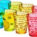 Amazing Abby - Iceberg 16-Ounce Plastic Tumblers (Set of 8), Drinking Glasses, Mixed-Color Reusable Cups, Stackable, BPA-Free, Shatter-Proof, Dishwasher-Safe