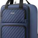 LUGGEX Underseat Carry On Luggage with Wheels, UDK-Plus Large-Capacity Lightweight Soft Sided Personal Item Suitcase for Short Trips (UX-Plus, Blue Black, 16 Inch)