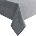 Hiasan Faux Linen Rectangle Tablecloth - Wrinkle and Stain Resistant Washable Table Cloth for Kitchen Dining Room Holiday Table Cover for Party Dinner, Grey, 90 x 132 Inch