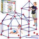 VOpitos Fort Building Kits for Kids, 140 PCS STEM Construction Toys, Christmas, Birthday Gifts for 4, 5, 6, 7, 8, 9, 10, 11, 12 Years Old Boys & Girls, Indoor & Outdoor Play Tent Activity